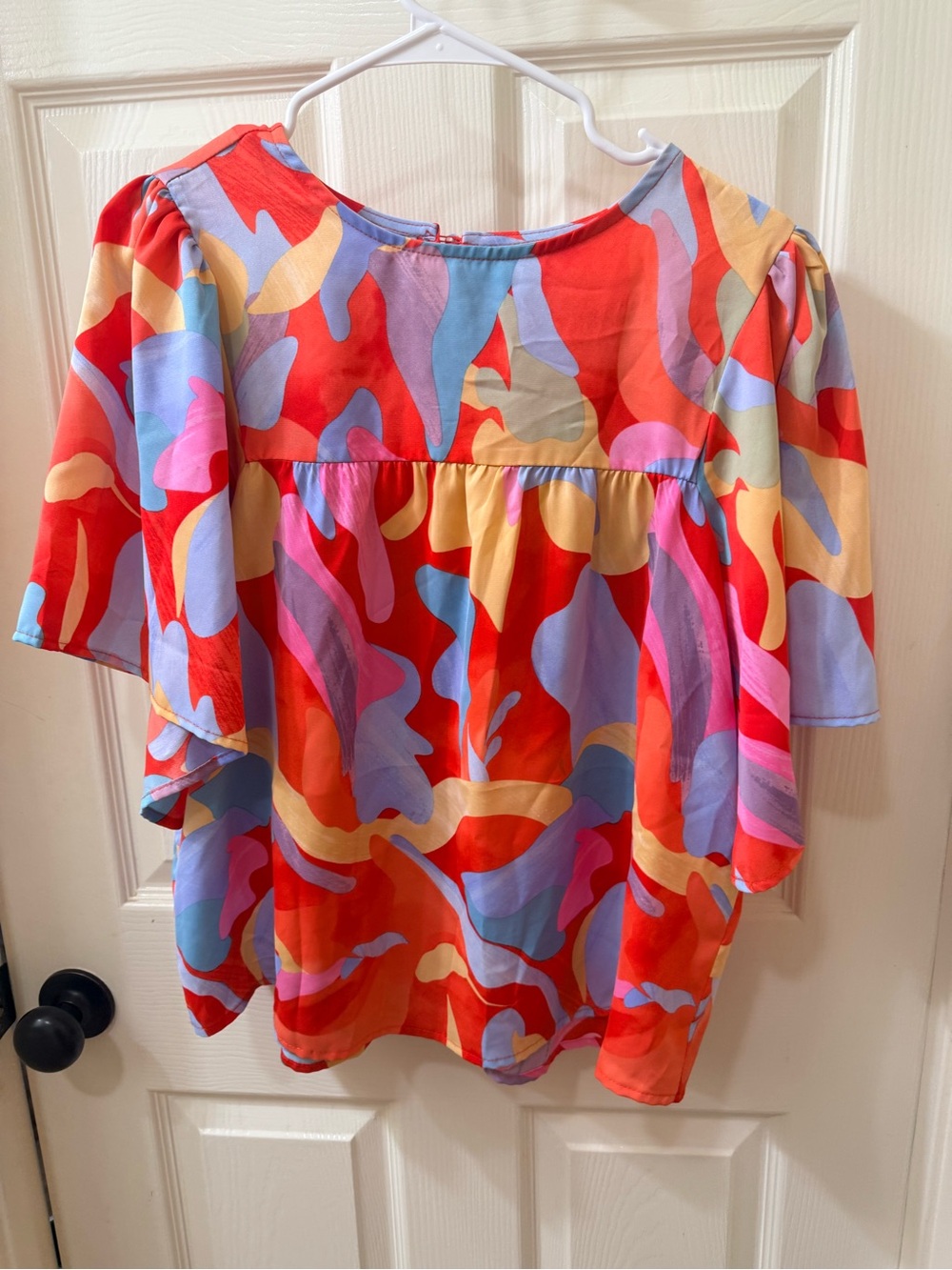 Colorful Abstract Print Women's Top - Red Multi